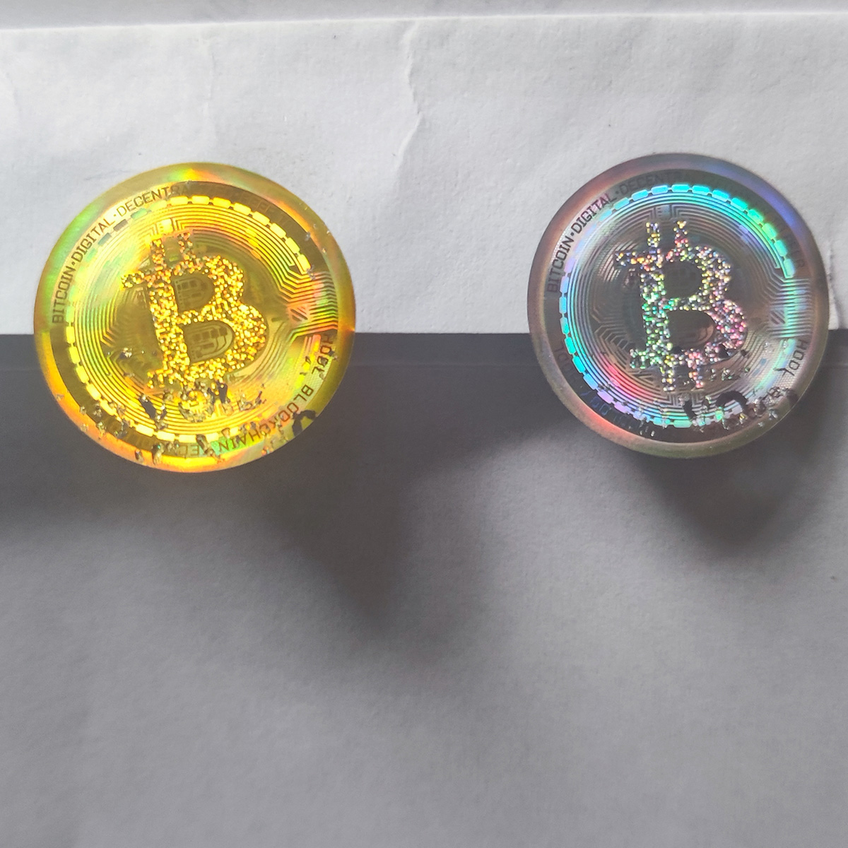 Bitcoin BTC Hologramm-Aufkleber 20 mm silber oder gold