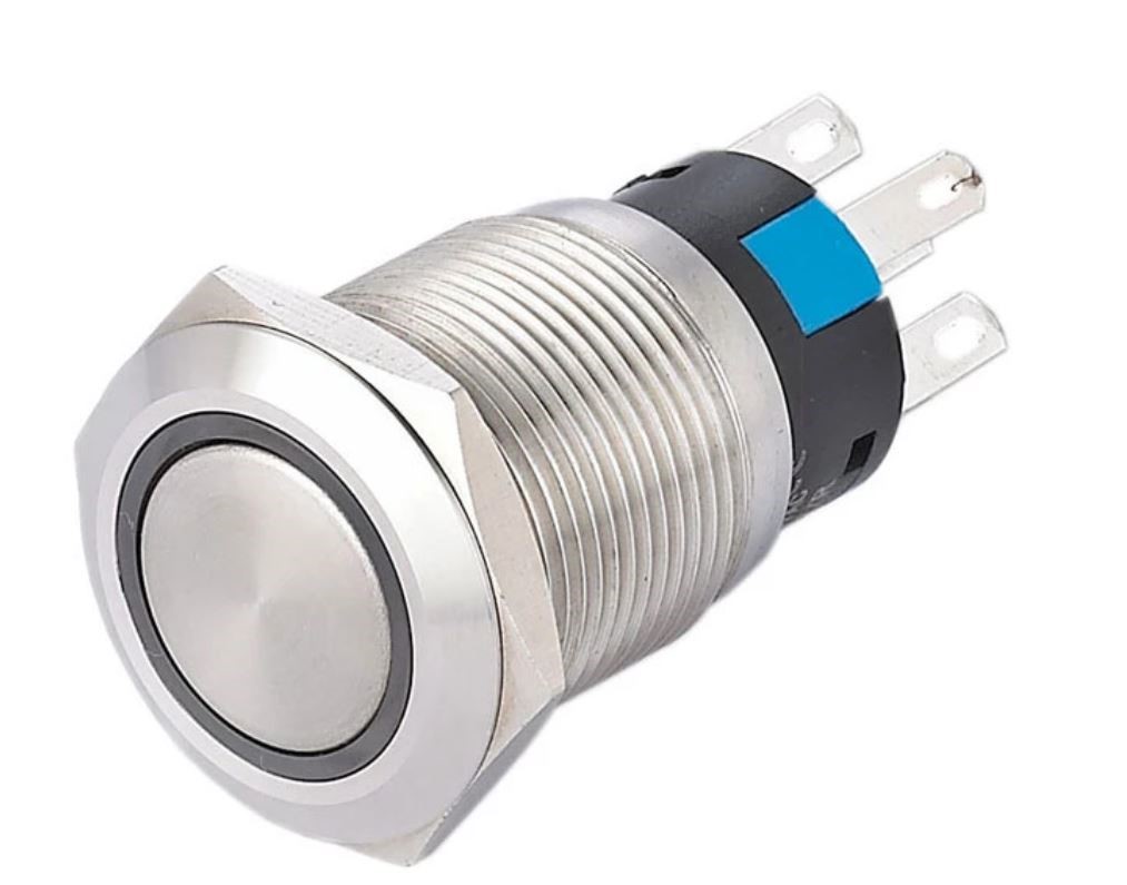 Einbauschalter - / Taster 19 mm Edelstahl Ring LED