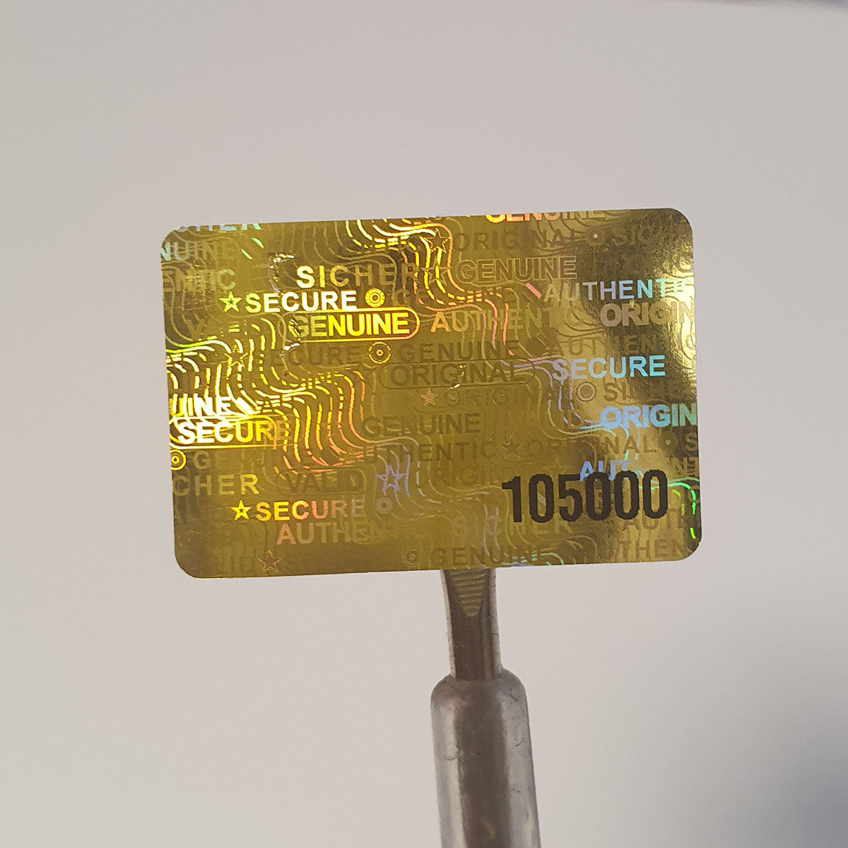 "Sicher" 3D Hologramm Sicherheitssiegel 30x20 mm Gold