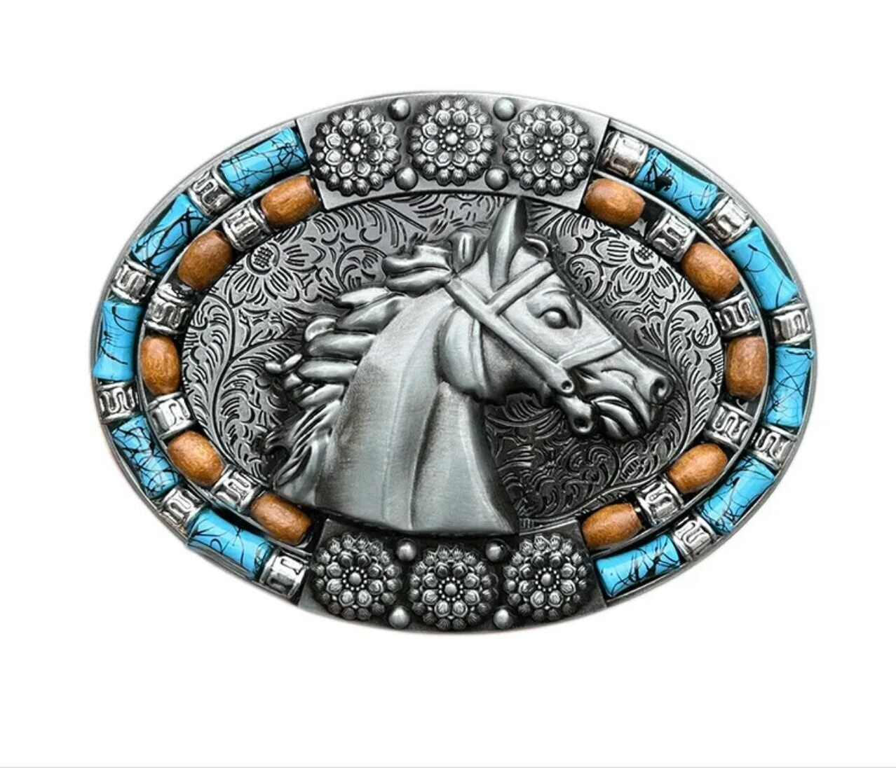 Gürtelschnalle Buckle für Gürtel bis 4 cm Metall Pferd Cowgirl Cowboy Indianer