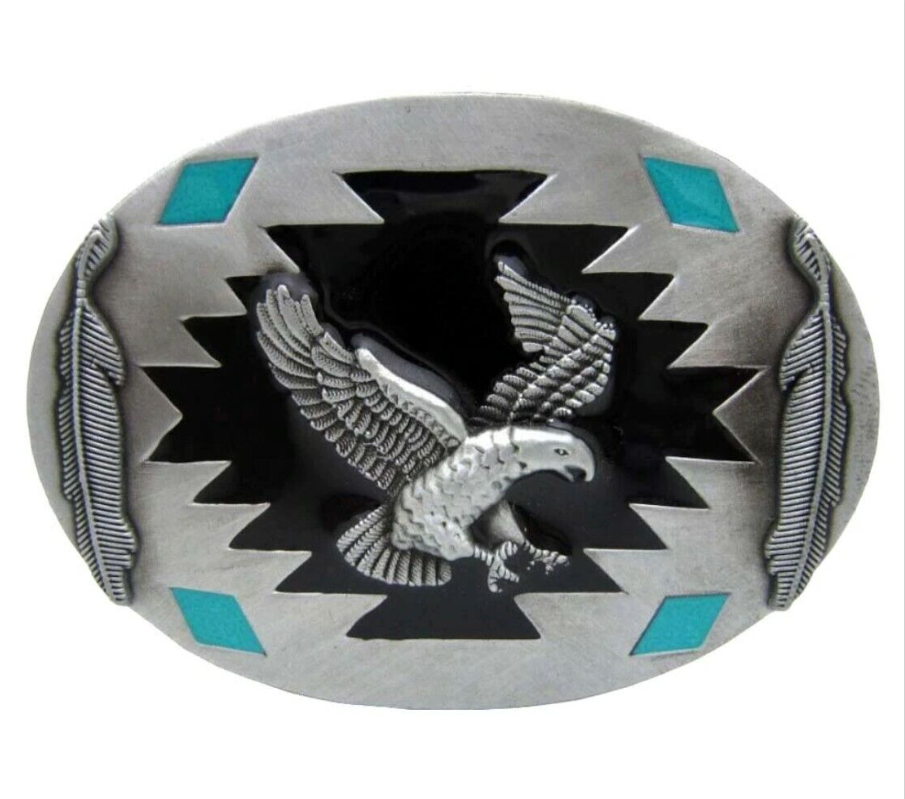 Gürtelschnalle Buckle für Gürtel bis 4 cm Metall Adler Eagle Cowboy Indianer