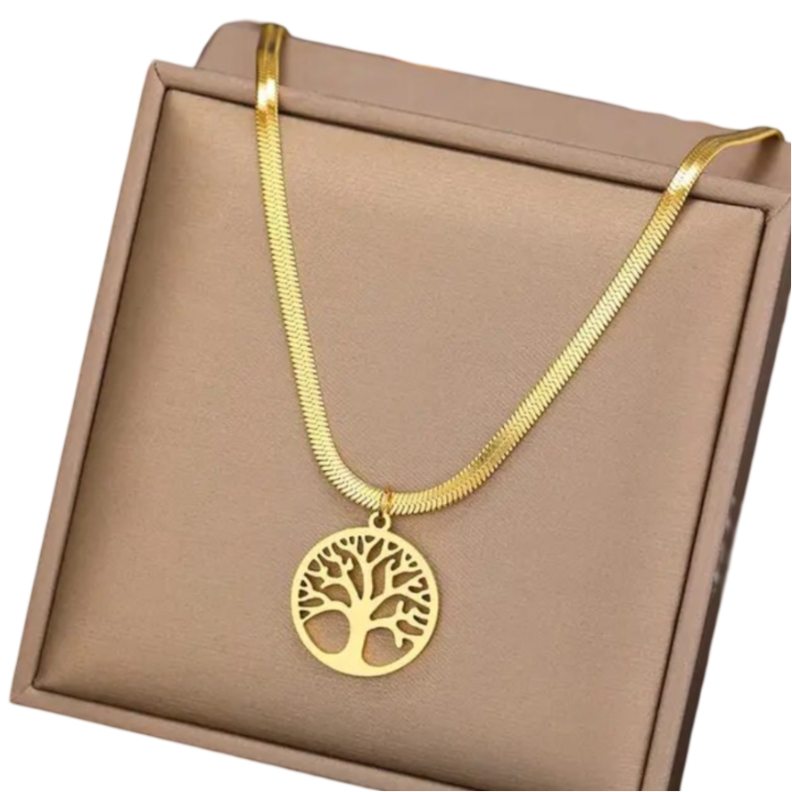 Baum des Lebens Halskette Edelstahl Gold plattiert (vergoldet)